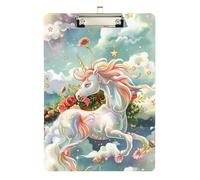 Flying Unicorns Veterinary clipboard Acrylic Cute for Homework Pediatric Size 9 x 12 Silver