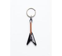 Flying V Black White Miniature Guitar Keyring - Guitar Keychain 7cm - Musician Guitarist Gift