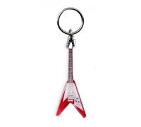 Flying V Red Miniature Electric Guitar Keyring, Red, S