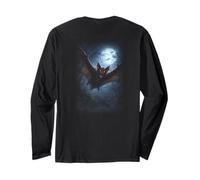 Flying Vampire Bat Under Full Moon Halloween Long Sleeve T-Shirt