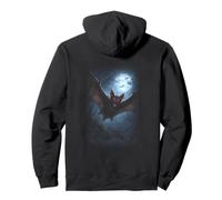 Flying Vampire Bat Under Full Moon Halloween Pullover Hoodie