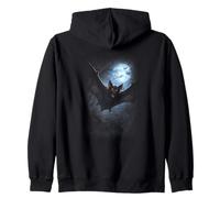 Flying Vampire Bat Under Full Moon Halloween Zip Hoodie