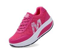 Flying Weaving Sneakers Women 2025 Fall Winter Korean Fashion Round Toe Lace Up Casual Thick Sole Running Shoes Lightweight Comfortable Walking Footwear (Red, 6.5)