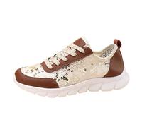 Flying Weaving Women's Korean Fashion Round Head Lace-Up Casual Shoes with Thick Sole, brown, 7 UK