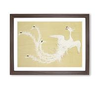 Flying White Bird By Kamisaka Sekka Asian Painting Framed Print | A2 Walnut Framed Wall Art | Ready to Hang | Asian Historical Picture | Living Room Bedroom Lounge Office