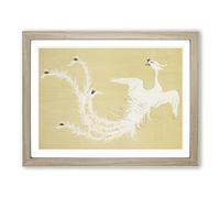 Flying White Bird By Kamisaka Sekka Asian Painting Framed Print | A3 Oak Framed Wall Art | Ready to Hang | Asian Historical Picture | Living Room Bedroom Lounge Office