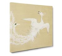 Flying White Bird by Kamisaka Sekka Canvas Print | Gallery Wrapped 30mm Frame Wall Art | 20x20 inches | Ready to Hang | Modern Animals Picture | Living Room Bedroom Lounge Office