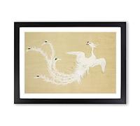 Flying White Bird by Kamisaka Sekka Framed Print | A2 Black Framed Wall Art | Ready to Hang | Modern Nature Picture | Living Room Bedroom Lounge Office