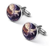 Flying White Dragon Under The Moon Shirt Cufflinks for Men Cuff Links Tie Father Husband Wedding Business 2.0cm