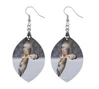 Flying White Eagle Wooden Earrings for Women, Vintage Elegant Wood Jewelry, Lightweight Earrings for Wedding, Party, Everyday Jewelry Gift, Circular, Wood, wood
