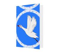 Flying White Goose Greeting Cards For All Occasions - Blank Greeting Cards With Envelopes, Holiday Cards 4x6 Inches Red