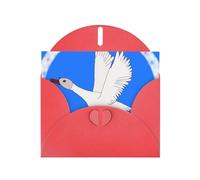 flying white goose Print Shimmer Blank Greeting Cards with Envelopes, Elegant DIY Invitations,Thank You Notes