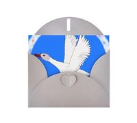 flying white goose Print Shimmer Blank Greeting Cards with Envelopes, Elegant DIY Invitations,Thank You Notes
