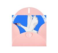 flying white goose Print Shimmer Blank Greeting Cards with Envelopes, Elegant DIY Invitations,Thank You Notes