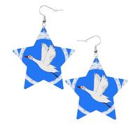 flying white goose Prints Leather Star-Shaped Earrings Lightweight And Stylish Accessories For Parties Dances And Everyday Life.