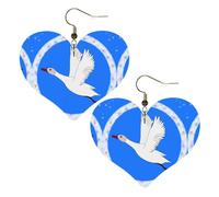 flying white goose Prints Stylish Heart-Shaped Earrings Lightweight Women'S Accessories Perfect For Parties And Valentine'S Day.