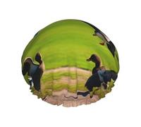 Flying Wild Duck Print Premium Double Layer Shower Cap For Women With Reusable Shower Cap For Hair - Waterproof Plastic Cap - Shower Caps For Long, Short And Curly Hairs