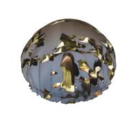 Flying Wild Ducks Print Shower Cap, Bath Shower Caps for Women Long Hair, Double Layer Waterproof Bathing Shower Hat