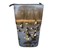 Flying Wild Ducks Print Standing Pencil Case Telescopic Pencil Bag Pop Up Pencil Pouch Pen Pouch Makeup Cosmetics Bag