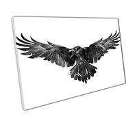 Flying Wild Raven Crow Illustration Canvas Wall Art Print On Canvas Picture For Home Office Decor 30x20cm (12x8In)