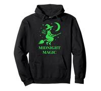 Flying Witch Aesthetic Halloween Samhain Art and Moon Magic Pullover Hoodie