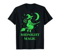 Flying Witch Aesthetic Halloween Samhain Art and Moon Magic T-Shirt