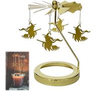 Flying Witch Candle Carousel Topper, Hover Halloween Gothic Rotating Candle Holder Topper, Carousel Spinner Candlestick Tealight Decor Horror Rotating Shadow (1pcs, 5.5cm/2.17in)