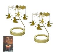 Flying Witch Candle Carousel Topper, Hover Halloween Gothic Rotating Candle Holder Topper, Carousel Spinner Candlestick Tealight Decor Horror Rotating Shadow (2pcs, 8.0cm/3.15in)