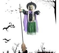 Flying Witch Halloween Decor, Off-Flying Hover Witch Prop, Outdoor Hanging Witches Figure, Spooky Halloweens Decoration for Garden, Yard, Lawn, Patio, Porch, Tree, House Display