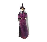 Flying Witch Halloween Decor | Witch Pendant Party Flashing LED Eyes and Scary Sounds | Spooky Haunted House Prop for Yard Classroom Masquerade Ball Carnival Wall Entrance