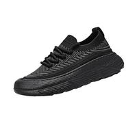 Flying Woven Versatile, Simple, Thick, Breathable, On-Sports Leisure Shoes, Waterproof Shoes, Men's High, black, 9.5 UK