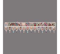 Flyingasedgle Large Indian Home Decor Ethnic Wall Hanging Vintage Patchwork Door Bohemian Valance Hand Embroidered Beaded Door Topper Toran Window Valance 78X13 in(White)