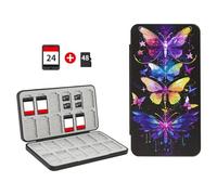 FlyingMage 24 Switch Game Card Case for Nintendo Switch 2/OLED/Lite, Cute Switch Game Holder Cartridge Case for 24 Slots Game Card and 48 SD Card Storage, Switch 2 Compact Card Holder, Butterfly