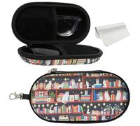 FlyingMage Double Eyeglasses Case, Hard Shell Dual Sunglasses Organizer with Zipper Clip Travel Glasses Storage for Women Men, Black Cats, One size