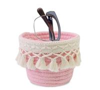 Flyingmage Glasses Holder for Nightstand Macrame Tassels Decor Eyeglass Holder Stand for Home Office Desk Storage Organizer Glasses Case Stand (Pink)