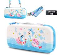 FlyingMage Shark Switch 2 Carrying Case, Switch2 Hard Shell Storage Bag with Game Card Slots & Strap, Cute Ocean Travel Carry Case Compatible with Nintendo Switch 2 2025 Console and Accessories