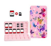 FlyingMage Switch 2 Game Case Holder for Nintendo Switch 2/OLED/Lite Games & Micro SD Cards, Cute Kitty Switch2 Game Card Holder Cartridge Case with 24 Slots Game Card Storage - Pink Butterfly