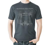 Flyingraphics Aviation Themed T Shirt Hawker Sea Fury Men T Shirt Dark Grey(Medium)