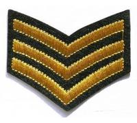 Flyingshark Gold Sergeant Sargent Stripes Iron Sew On Embroidered Patch Badge Army Military