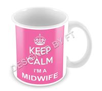 FlyingTurtles Keep Calm I'm A Midwife Ceramic White 11oz Mug(Pink) by FT