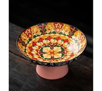 FLYIODFCXV Crystal Fruit Bowl, Enamel Colored Ceramic High Legged Fruit Plate Coffee Table Snack in The Living Room(Style2)