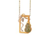 FLYIODFCXV jadeite pendant, Feng Shui Amulet Wu Lou/Calabash/Gourd Pendant Necklace Natural