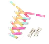 FLYIODFCXV Shoe Laces, Gradient Rainbow Shoelace Laces Metal Buckle Lock Shoelaces Without Ties Elastic Flat Sneakers(Tricolor Pink)