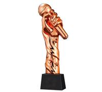 FLYIODFCXV Trophy, Creative Microphone Trophy for Best Singer - First Place Award for Singing Competitions Gold, Silver, and Bronze Options(Copper)