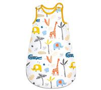 FLYISH DIREC 0.5 Tog Baby Sleeping Bag, 100% Cotton Baby Sleep Sack Summer, Swaddle Bag 3-6 Months, S, 66cm, Giraffe