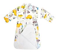 FLYISH DIRECT 2.5 Tog Baby Sleeping Bag with Detachable Sleeves, Baby Swaddle Bag with Fold-over Cuffs, 100% Cotton Warm & Soft, 2.5 Tog Winter Sleep Sack for Toddlers, Vehicles, L