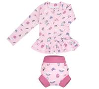 FLYISH DIRECT Baby Girls Swimming Costume, Girls Long Sleeve Swimming Set, Zip Up Swimsuits for Toddler Girls, UPF 50+ Protection Infant Swimwear Rash Guard, Unicorn, XL
