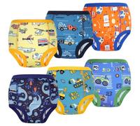 FLYISH DIRECT Cotton Potty Training Pants 6 Packs, Absorbent and Reusable Potty Pants for Toddler Boys and Girls, Toilet Training Underwear, Blue and Yellow, 4 Years