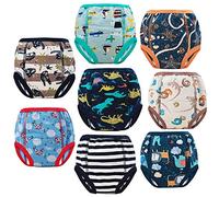 FLYISH DIRECT Cotton Potty Training Pants Boys, Reusable Potty Underwear | Absorbent & Breathable, Daytime Potty Training, 8 Pairs, 6 Years, Brown Dinosaur