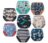 FLYISH DIRECT Cotton Potty Training Pants for Boys, Reusable Potty Training Underwear for Baby and Toddler, 8 Pairs, 6 Years, Brown Dinosaur